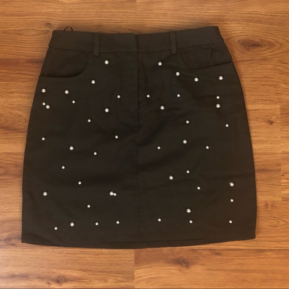 NWT Lea & Viola Olive Skirt with Pearl Detail - Picture 2 of 4